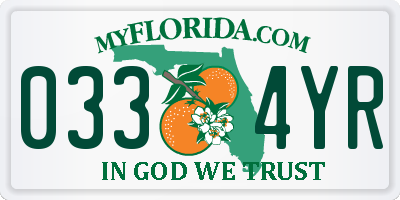FL license plate 0334YR