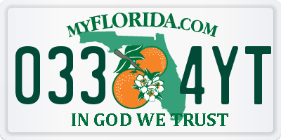 FL license plate 0334YT