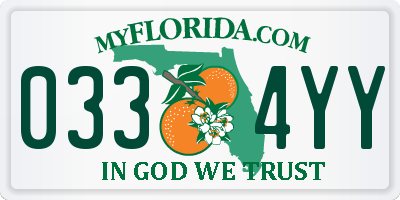 FL license plate 0334YY