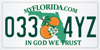 FL license plate 0334YZ