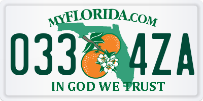 FL license plate 0334ZA