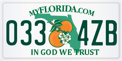FL license plate 0334ZB