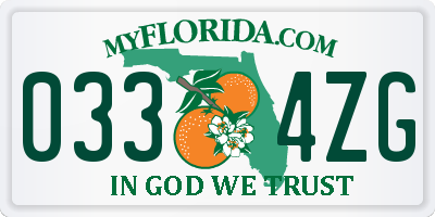 FL license plate 0334ZG