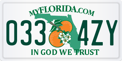 FL license plate 0334ZY
