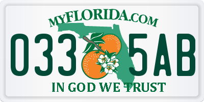 FL license plate 0335AB