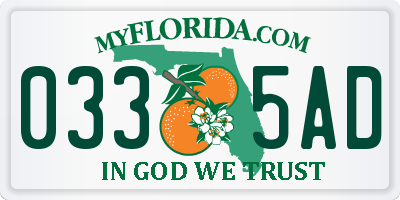 FL license plate 0335AD