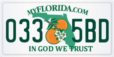 FL license plate 0335BD
