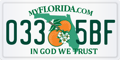 FL license plate 0335BF