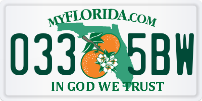 FL license plate 0335BW