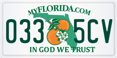 FL license plate 0335CV