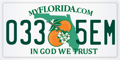 FL license plate 0335EM