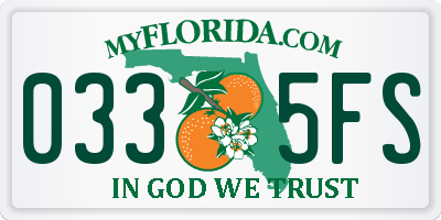 FL license plate 0335FS