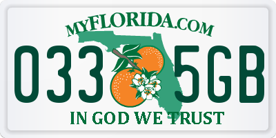 FL license plate 0335GB