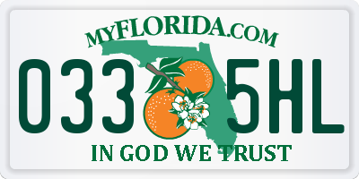FL license plate 0335HL