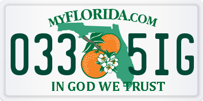 FL license plate 0335IG