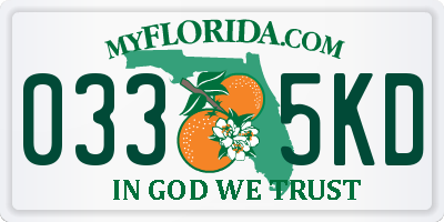FL license plate 0335KD