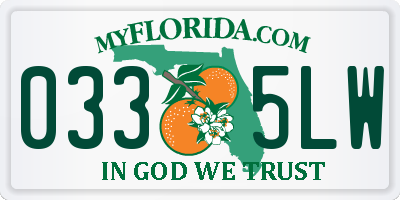 FL license plate 0335LW