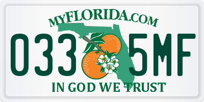 FL license plate 0335MF