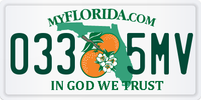 FL license plate 0335MV