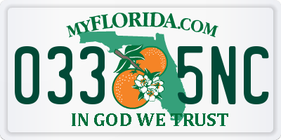 FL license plate 0335NC