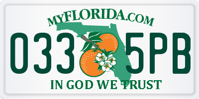 FL license plate 0335PB