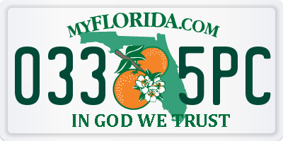 FL license plate 0335PC