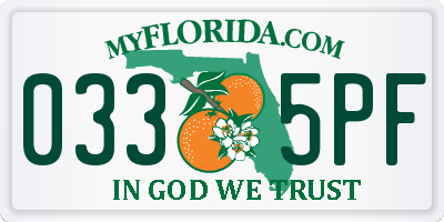FL license plate 0335PF