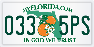 FL license plate 0335PS