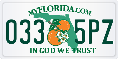 FL license plate 0335PZ