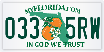 FL license plate 0335RW