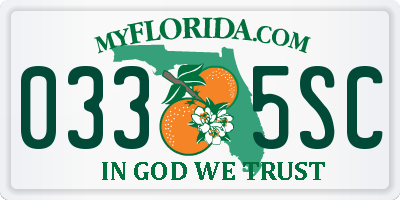 FL license plate 0335SC
