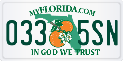 FL license plate 0335SN