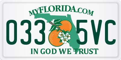 FL license plate 0335VC