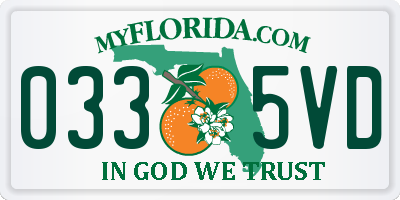 FL license plate 0335VD