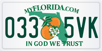 FL license plate 0335VK