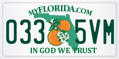FL license plate 0335VM