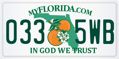 FL license plate 0335WB