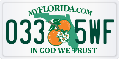 FL license plate 0335WF