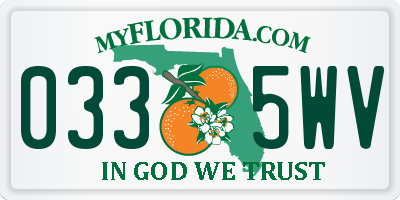 FL license plate 0335WV