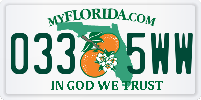 FL license plate 0335WW