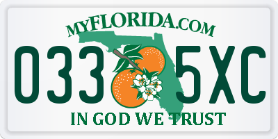 FL license plate 0335XC