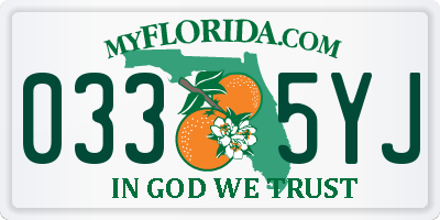 FL license plate 0335YJ