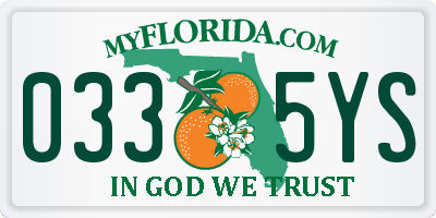 FL license plate 0335YS
