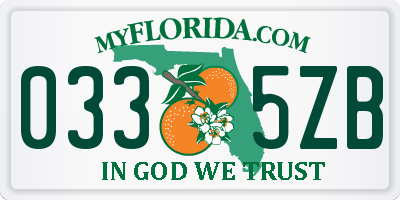 FL license plate 0335ZB