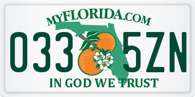 FL license plate 0335ZN