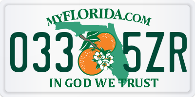 FL license plate 0335ZR