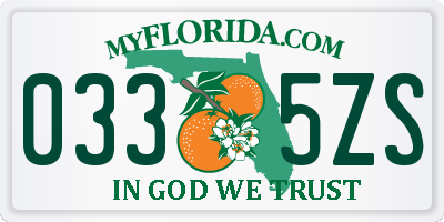 FL license plate 0335ZS