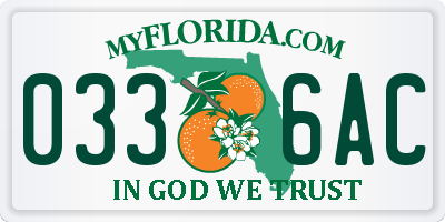 FL license plate 0336AC
