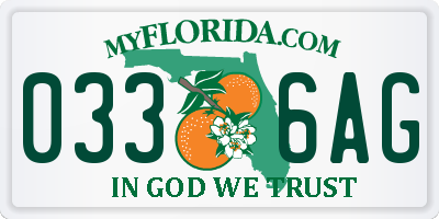 FL license plate 0336AG