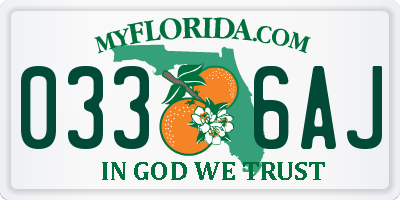 FL license plate 0336AJ